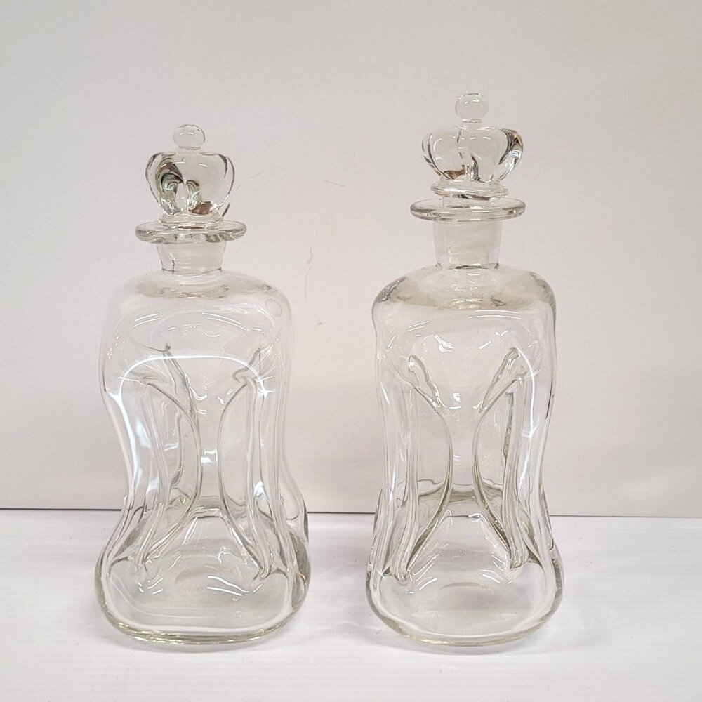 Holmegaard Kluk Kluk  2 Pinched Glass Decanter Bottle Mid Century Danish Design